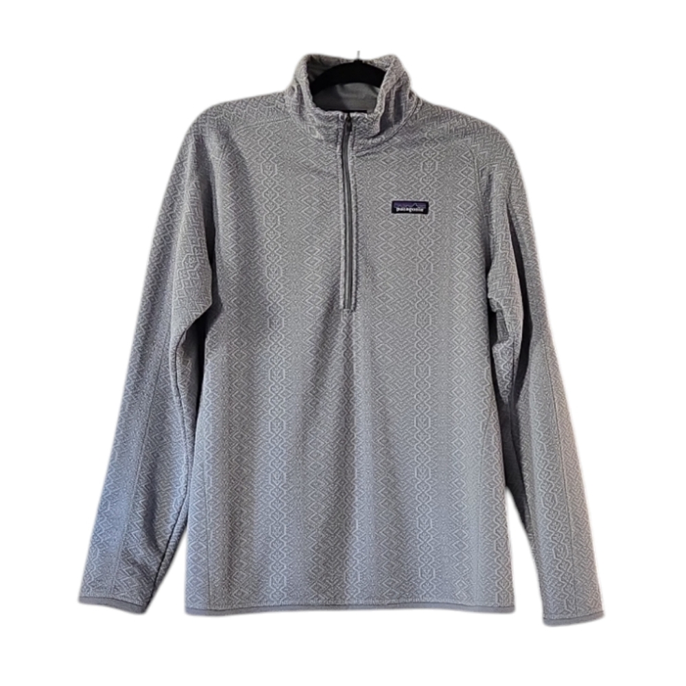 Patagonia Womens Better Sweater Jacket Zip Frozen Jaquard Salt Grey 1/4 Sz L - Picture 3 of 12